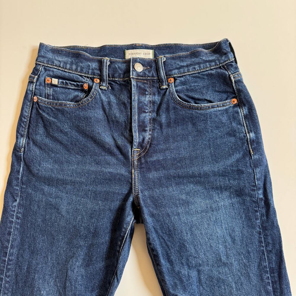 American Eagle AE77 Premium Straight Crop Jeans Sz 4 Button Fly Organic Cotton - Picture 12 of 16